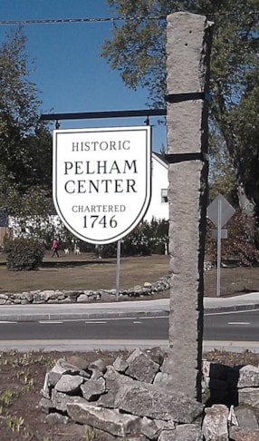 Village town hanging sign bracket Pelham NH Boston